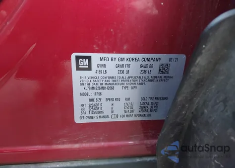 2021 Chevrolet Trailblazer Fwd Ls z USA, uszkodzony, nr VIN KL79MMS26MB142068